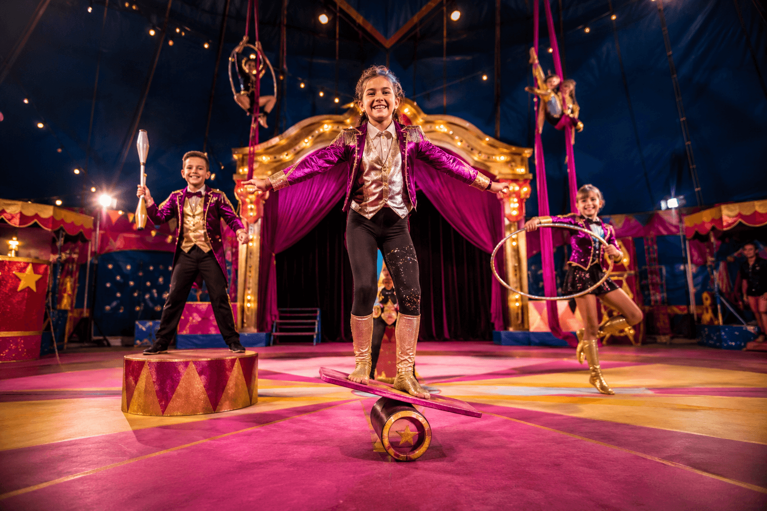Kinder beim Circus Feriencamp in Aktion